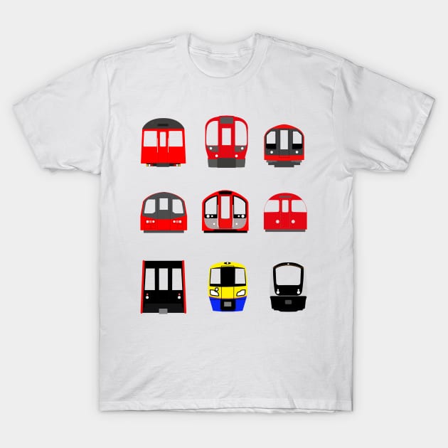 London underground Subway Trains T-Shirt by 2createstuff